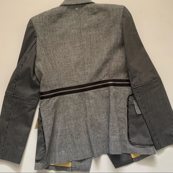Søsken Studios Marisa Minicucci Black & White plaids zipper Blazer size 2 - Picture 6 of 8
